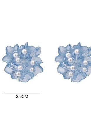 Ніжні прозорі сережки квіточки з намистинами8 фото