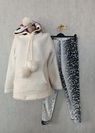 Тепла пухнаста піжама комплект для дому р.s m