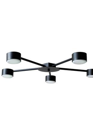 Люстра стельова msk electric copter на п'ять круглих плафонів під лампи gx53 чорна nl 8040-5 bk