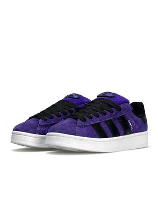 🌸женские кроссовки кроссовки adidas campus 00s new purple black white / демисезонные / весенние, летние, осенние / текстиль, кожа, замша /