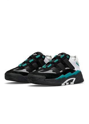 🌸женские кроссовки кроссовки adidas niteball hd black white green / демисезонные / весенние, летние, осенние / текстиль, кожа, замша /