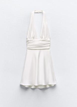 Атласне плаття з коміром-хальтером6 фото
