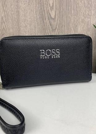 Мужской кожаный клатч портмоне стиль boss на 2 отдела, кошелек борсетка босс натуральная кожа 1157