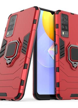 Чехол fiji ring для vivo y31 бронированный бампер с кольцом красный