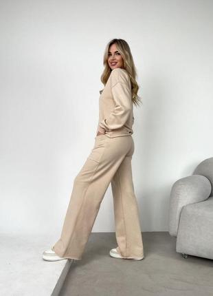 Костюм спортивный 2-ка бежевый 3-нитка mix cargo р.40-62 tevi