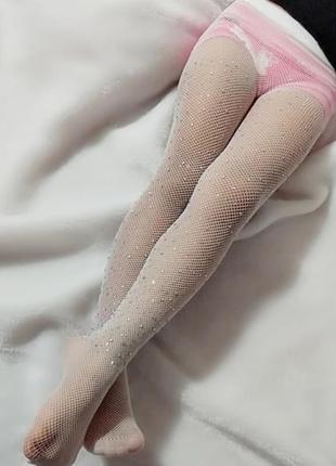 Колготки в стразах для девочки, детские колготки сетка, белые колготки, черные...