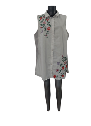 Котонова з вишивкою та розрізами з боків сорочка 👕 великого розміру