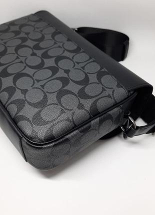 Мужская сумка из натуральной кожи. сумка канва. брендовая сумка коач. подарок мужчине на день рождения7 фото