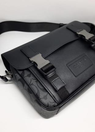 Мужская сумка из натуральной кожи. сумка канва. брендовая сумка коач. подарок мужчине на день рождения3 фото