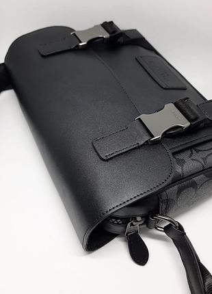 Мужская сумка из натуральной кожи. сумка канва. брендовая сумка коач. подарок мужчине на день рождения4 фото