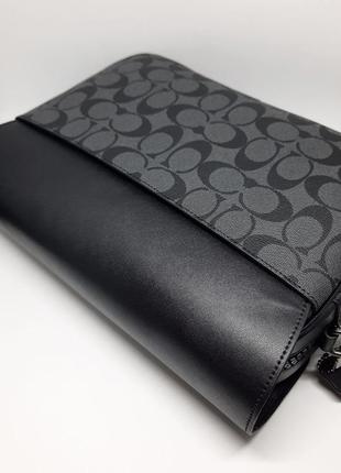 Мужская сумка из натуральной кожи. сумка канва. брендовая сумка коач. подарок мужчине на день рождения9 фото