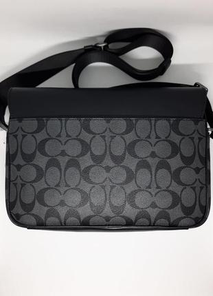 Мужская сумка из натуральной кожи. сумка канва. брендовая сумка коач. подарок мужчине на день рождения5 фото