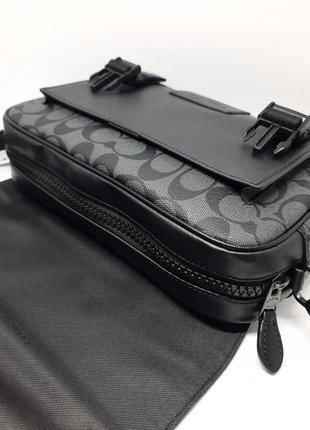 Мужская сумка из натуральной кожи. сумка канва. брендовая сумка коач. подарок мужчине на день рождения6 фото