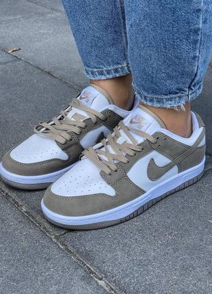 Женские кроссовки nike fencing flyknit wolf grey dark grey hair women beige white5 фото