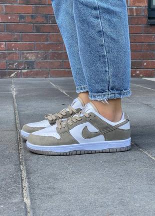 Женские кроссовки nike fencing flyknit wolf grey dark grey hair women beige white3 фото