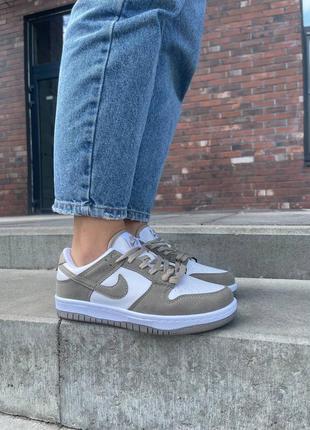 Женские кроссовки nike fencing flyknit wolf grey dark grey hair women beige white2 фото