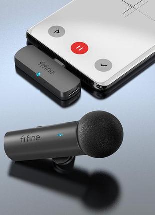 Беспроводной петличный микрофон fifine m6 для смартфона c разъемом type-c + переходник3 фото