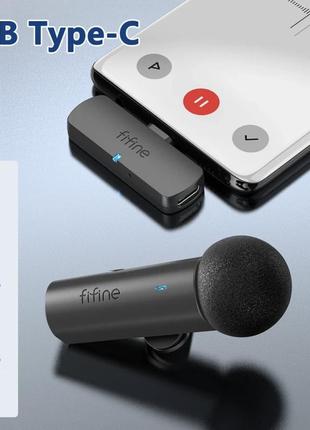 Беспроводной петличный микрофон fifine m6 для смартфона c разъемом type-c + переходник6 фото