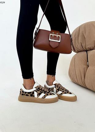 Кросівки кеди лео леопард жіночі замш