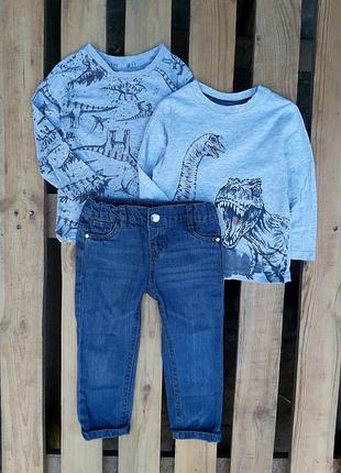 Набор джинсы и два реглана 🦖🦕🦖