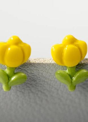 Серьги керамические минимализм тюльпаны дизайнерские2 фото