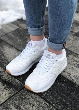 Женские кроссовки new balance 574 белые