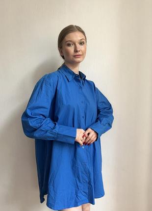 Стильное голубое платье-рубашка (xs-s-м)
