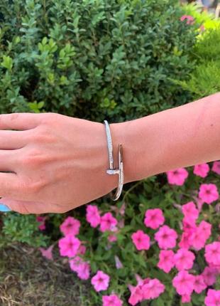 Cartier браслет гвоздь с цирконием / картье браслет покрытие белым золотом