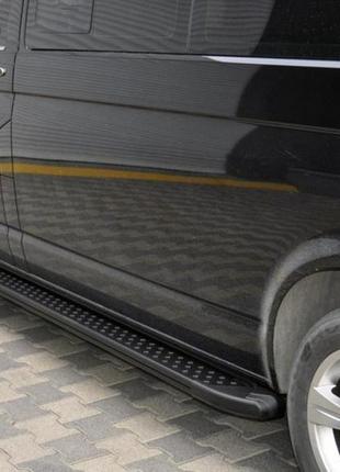 Боковые пороги volkswagen t5 рестайлинг 2010-2015 x5-тип black (2 шт, алюм) длинная база erkul