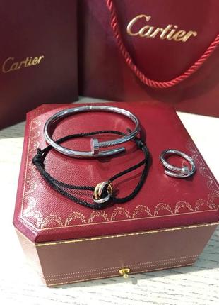 Cartier браслет цвяха, кільце цвяха та браслет чорна нитка / картка браслет цвях