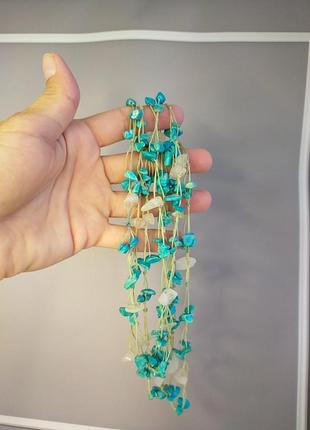 Намисто - бірюза, рожевий кварц