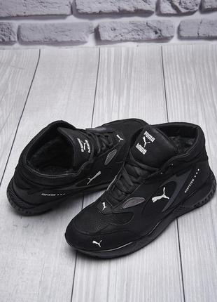 Зимние ботинки мужские натуральная кожа с мехом, ботинки на толстой подошве *p п черн...