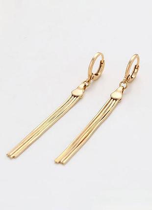 Позолочені сережки медичне золото подарунок позолоченные серьги медзолото