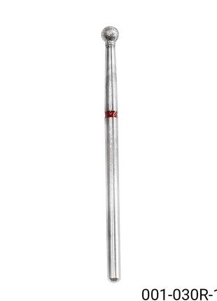 Алмазна фреза для кутикули шар №001/030r, велика, червона насічка