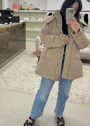 Пуховик з капюшоном оригінал massimo dutti стеганый пуховик