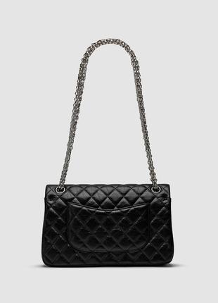 💎 chanel 2.55 reissue double flap leather bag black/silver 25 х 15 х 6 см3 фото