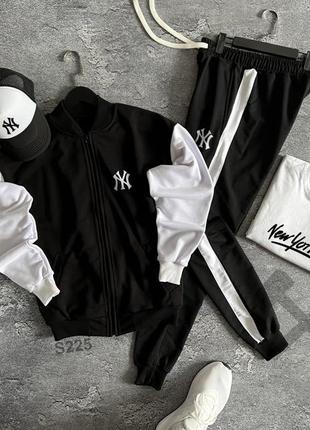Чоловічий спортивний коирлект костюм-футболка-кепка new york yankees на осінь premium якості