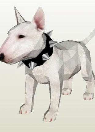 Paperkhan конструктор із картону собака бультер'єр оригамі papercraft 3d фігура розвивальний набір антистрес