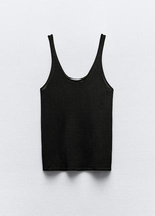 Черная майка с открытой спиной черный топ zara черная майка с тонкими бретелями черный топ с круглым вырезом4 фото