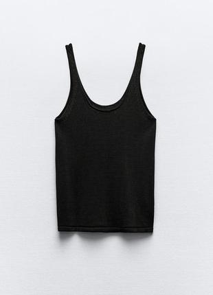 Черная майка с открытой спиной черный топ zara черная майка с тонкими бретелями черный топ с круглым вырезом5 фото