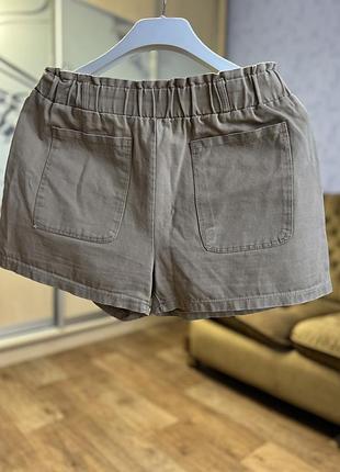 Шорты повседневные на резинке хлопок бежевые