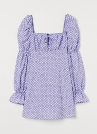 Платье в цветочный принт с квадратным вырезом с объемными рукавами h&m