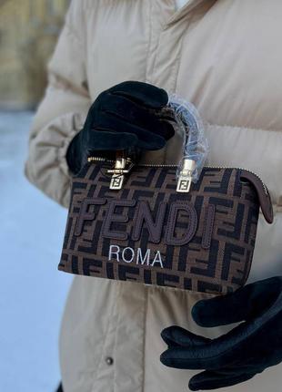 Жіноча сумка fendi small size brown1 фото