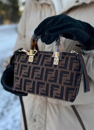 Женская сумка fendi small size brown7 фото