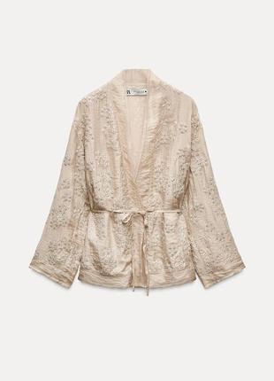 Короткий кимоно бежевый zara new6 фото