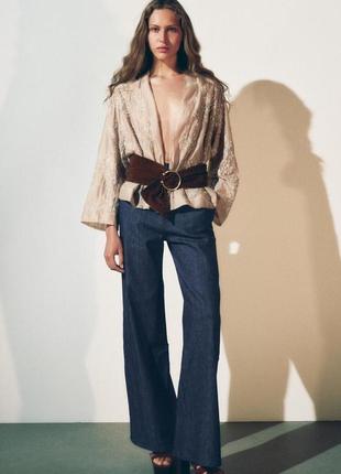 Короткий кимоно бежевый zara new2 фото