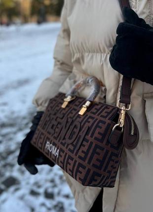 Жіноча сумка fendi big size brown4 фото