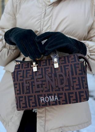 Жіноча сумка fendi big size brown5 фото