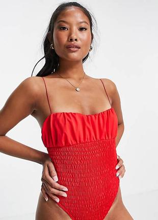 Купальник червоний суцільний asos