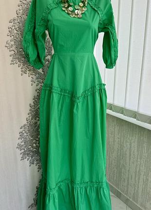 Неймовірна крута стильна   зелена соковита сукня довга в підлогу  крута сексі у стилі zimmerman